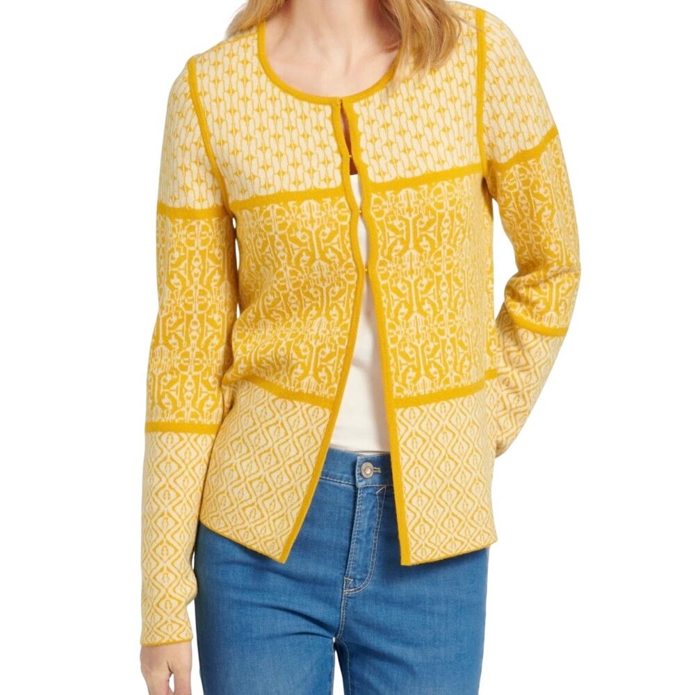 Peter Hahn Wool Blend Cardigan Yellow Danish 44 or US 14